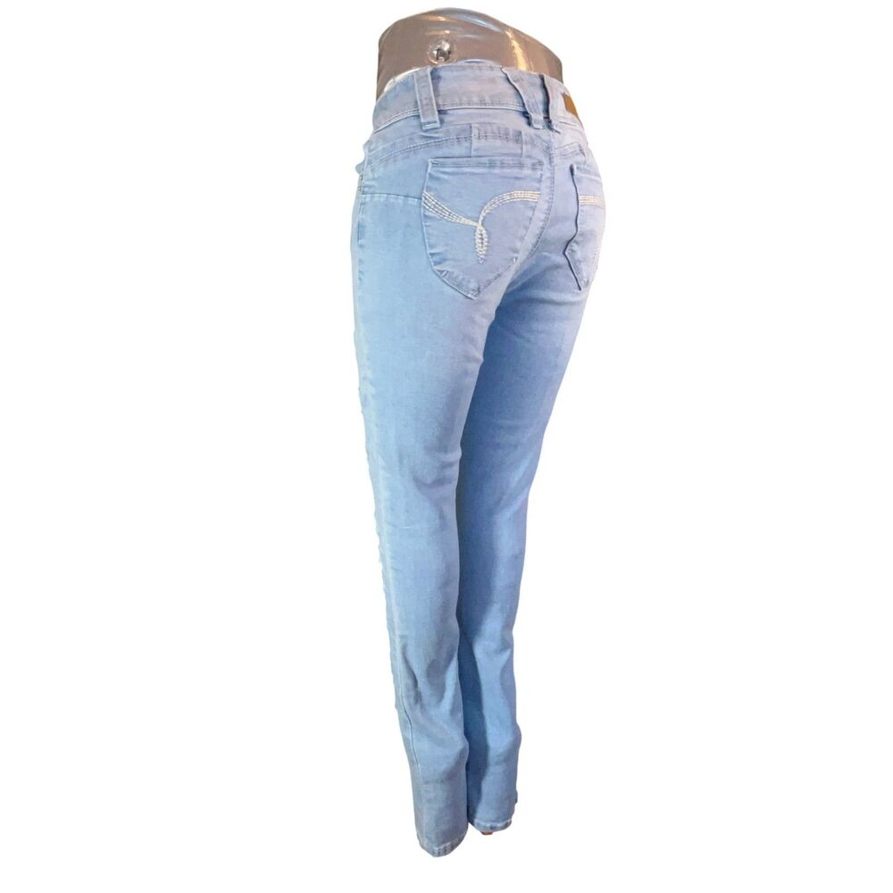 YMI WannabettaButt? Jeans Women 3 Mid Rise Distressed Skinny Boho Patches W23L29 - Picture 7 of 16